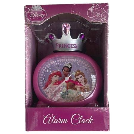 Disney Princess Small Alarm Clock, Pink with Ariel Belle & Tiana