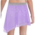 thumbnail image 5 of YUUMIN Toddler Girls Elastic Waistband Shiny Pleated Mini Skater Skirt Flared Ballet Dance Skirts 6-16 Years Light Purple 14, 5 of 6