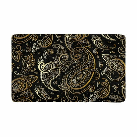 Brick Bath Mat MKHERT Elegant Paisley Golden and Black Doormat Rug Home Decor Floor Mat Bath Mat 30x18 inch ()