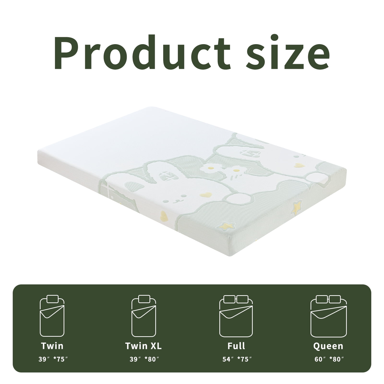 GJQ Twin XL Mattress 5 inch Gel Memory Foam Mattress Medium Firm Mattress with knitted fabric Removeable Cover , Adults