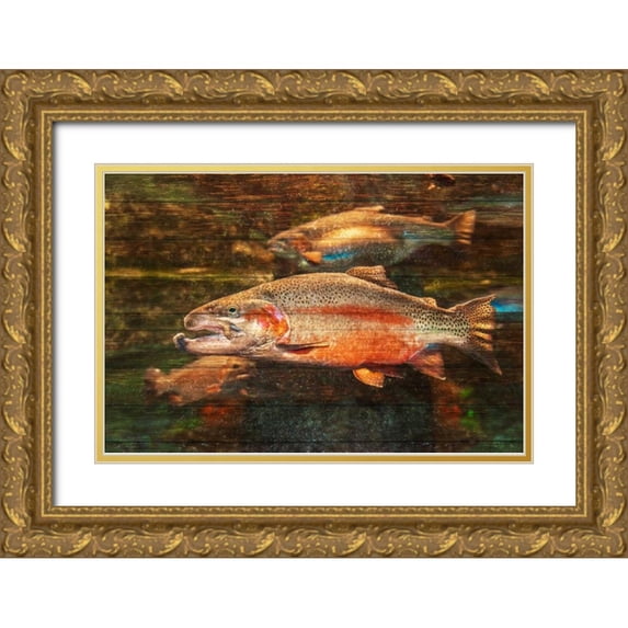 Murdock, Ramona 24x17 Gold Ornate Wood Framed with Double Matting Museum Art Print Titled - A Good Day to Be a Salmon