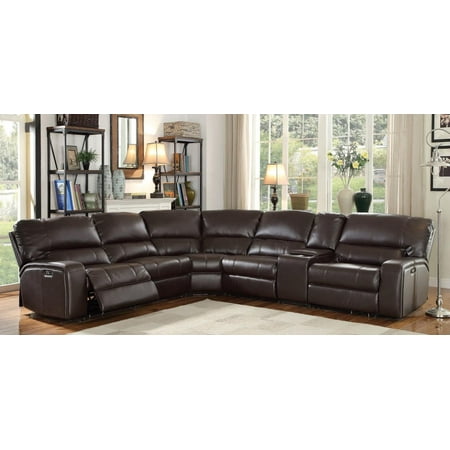 Espresso Leather Motion Sectional Sofa 6pcs Acme Furniture 54155 Saul