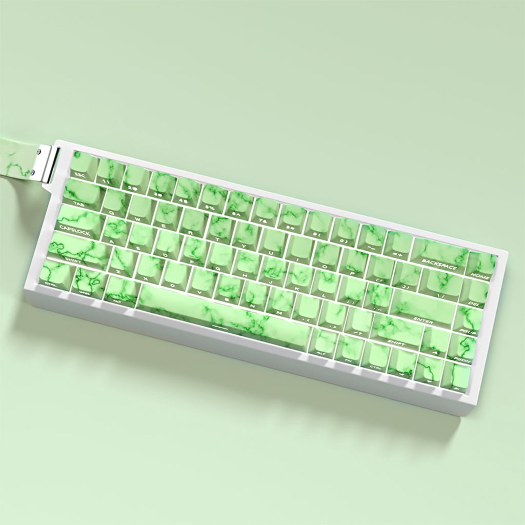 64/74Key Translucents Keycaps Emerald Theme Side Print Backlit Shine Through Keycaps for 60 80 61/64/68/75/87 Keyboards