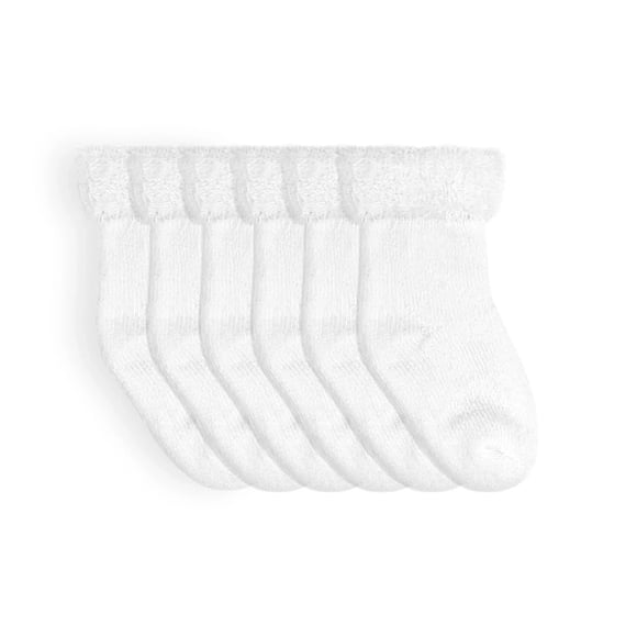 Calcetines Kushies Baby Terry, paquete de 6, 3 a 6 m, blancos
