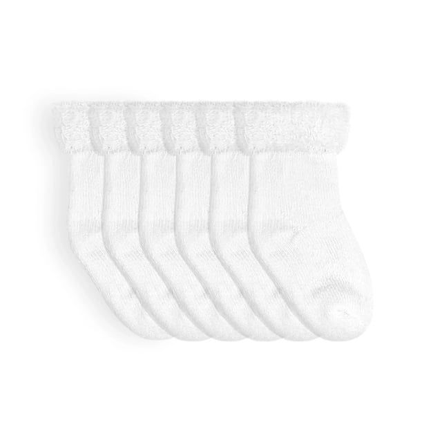 Calcetines Kushies Baby Terry, paquete de 6, 3 a 6 m, blancos