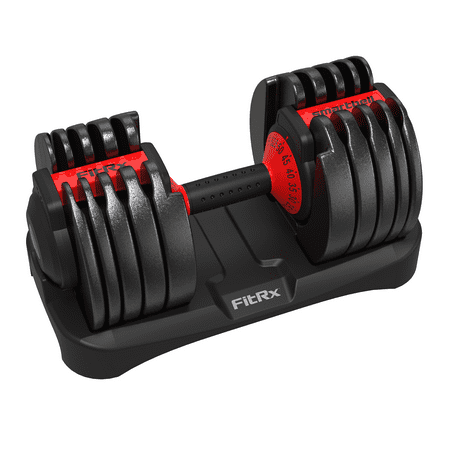 FitRx SmartBell  Quick-Select Adjustable Dumbbell for Home Gym  5-52.5 lbs. Weight  Black  Single