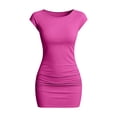 thumbnail image 4 of Dvprdro Womens Casual Party Mini Dress Crewneck Sleeveless Ruched Side Fitted Dress Solid Stretchy, 4 of 9