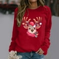 thumbnail image 2 of Chandail Imprimé Cerf Automne Hiver pour Femmes Manches Longues Col Rond Sans Capuche Mode de Noël, 2 of 4