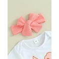 thumbnail image 6 of Bslissey Infant Baby Girls Shorts Set Short Sleeve Letter Bunny Print Romper + Ruffles Shorts + Bow Headband 3M 6M 12M 18M Newborn Cute Daily Outfits Easter Clothes, 6 of 9