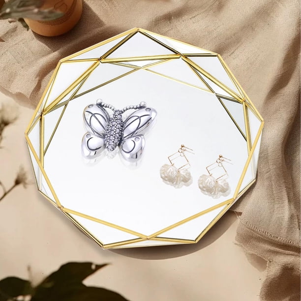 Plato de joyería, anillos, plato con forma geométrica para mujer, decorativo para anillos, collar, baratija, plato, soporte para anillos, decoración 245x245x44cm