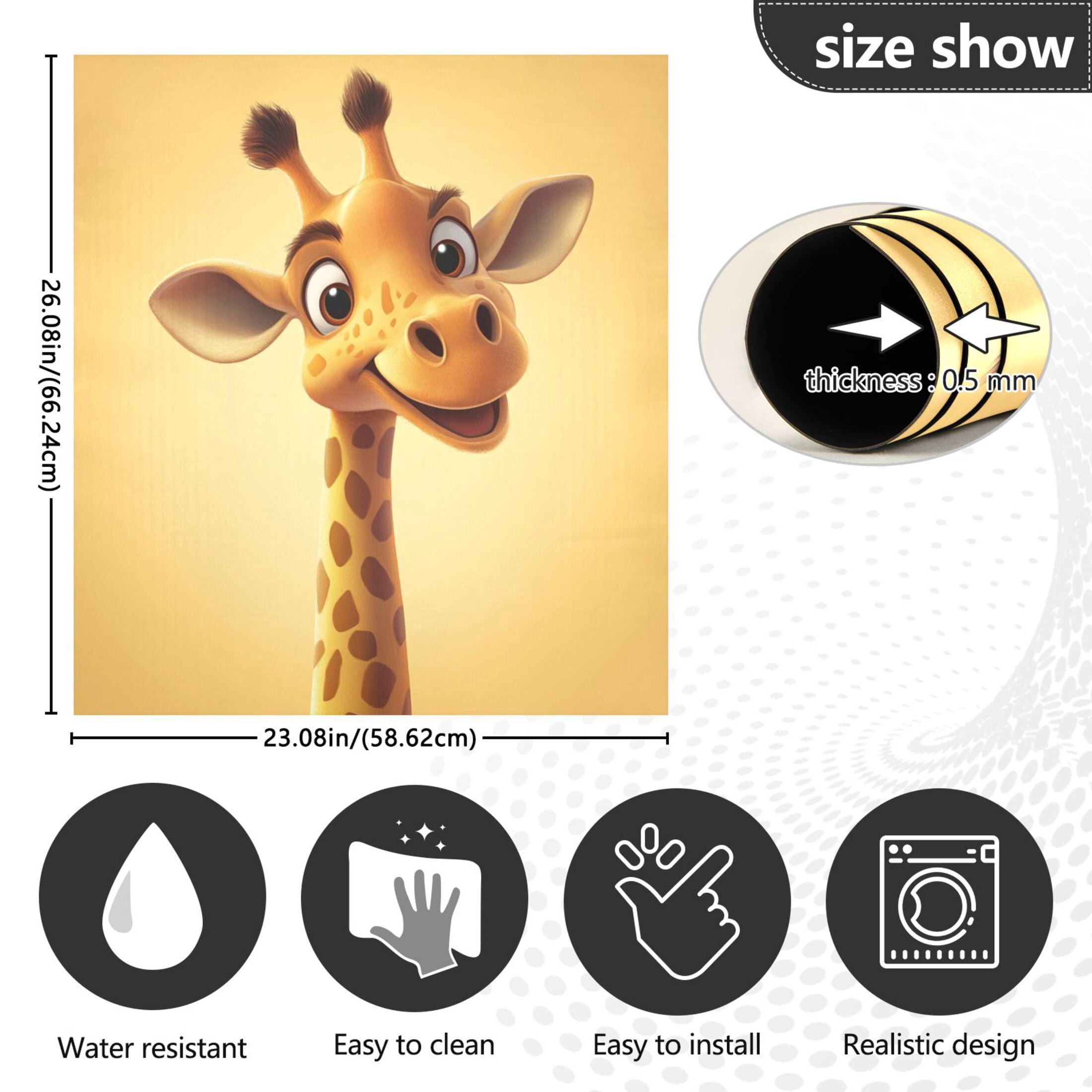 Dishwasher Magnetic Sticker 23x26 Inch Refrigerator Magnetic Sticker Washing Machine Magnetic Sticker Kitchen Panel Magnetic Sticker Home Decor Cartoon Yellow Giraffe