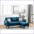 thumbnail image 5 of Mia 70\" Modern Blue Linen Sectional Sofa Chaise with Reversible Chaise, USB Chargers & Pillows | Blue | Linen | Square Arms, 5 of 5