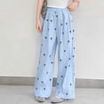 thumbnail image 3 of OGLCCG Girls Wide Leg Pants Loose Fit Elastic Waist Bow Pants Casual Flowy Trousers with Pockets 5-15 Years, 3 of 7