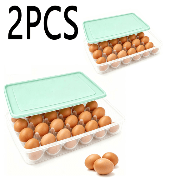 Sasio 2PCS Deviled Egg Container with Lid, Stackable Plastic Egg Tray Carrier, Portable Storage Holder for Fridge Kitchen, Holds 48 Eggs