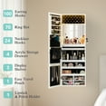 thumbnail image 3 of 42"x14" Lockable Jewelry Cabinet with LED Lights, Wall or Door Mounted Armoire with Mirror, Jewelry Oragnizer with Built-in Makeup Mirror, Full Length Mirror with Storage, White, 3 of 10
