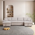 thumbnail image 4 of 113" U-Shape Sleeper Sectional Sofa with Pull-Out Bed, Double Storage Beige, 4 of 5
