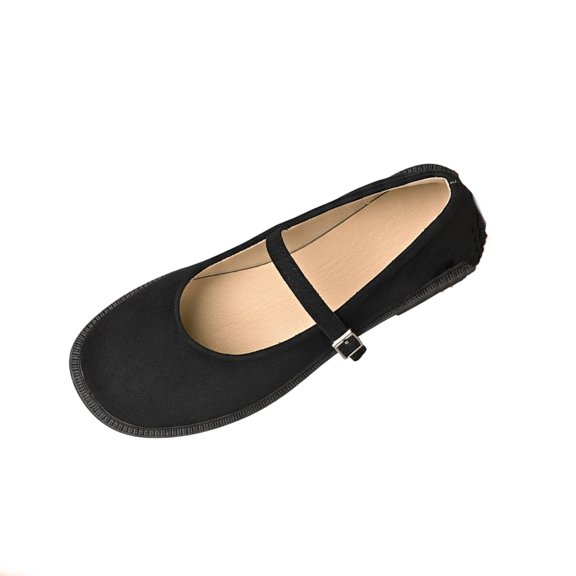 Domuza Mary Jane Shoes Women Slip on Dressy Ballerina Flats New Comfortable Non-Slip Shoes for Formal School Walking Black 6.5(EU-37)
