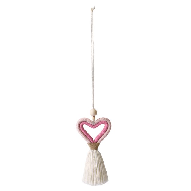 1 Uds. Colgante de corazón de melocotón tejido para coche, bolso de pared para el hogar, colgante para habitación de niños y coche