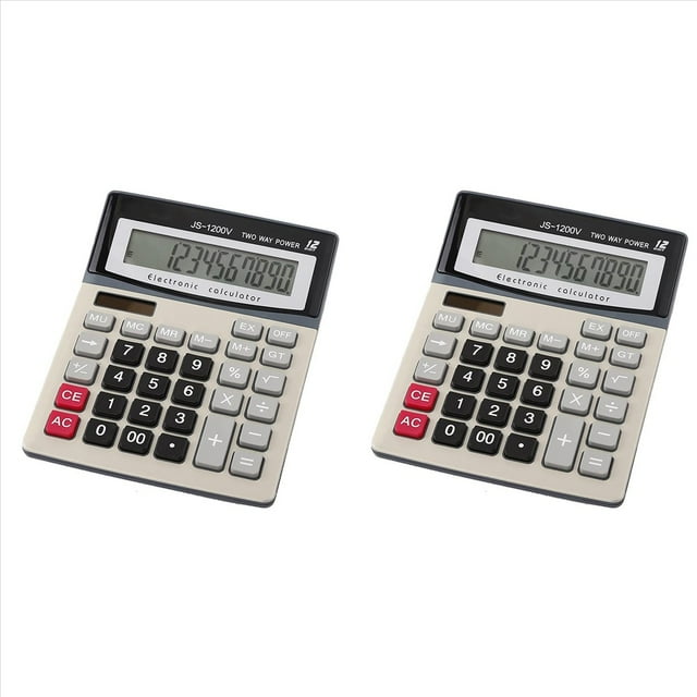 2X Calculadora, Calculadora de Escritorio de Oficina con Batería Solar de 12 Dígitos con Pantalla Lcd Grande, Calculadoras de Escritorio de Doble Potencia