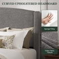 thumbnail image 3 of Amolife Full Bed Frame, Platform Upholstered Bed with Soft Teddy Fabric Curved Headboard, Grey, 3 of 6