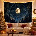 thumbnail image 3 of Golden Moon in Dark Sky with Evergreen Forest, Mystical Celestial for Space Lovers, Nighttime Wall Art, Housewarming Gift, Tapestry Wall Hanging for Bedroom and Living Room, 3 of 7
