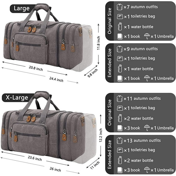 Canvas Duffle Bag for Travel, 50L Duffel Overnight Weekend Bag 