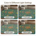 thumbnail image 6 of ODIKA 4'x6' Teal Botanical Tendril Design Washable Area Rug Ornate Symmetrical Floral Motifs With Golden Scrollwork Border And Central Stain Resistant, Low Pile, Easy Care for Dorm Room, Small Living, 6 of 6