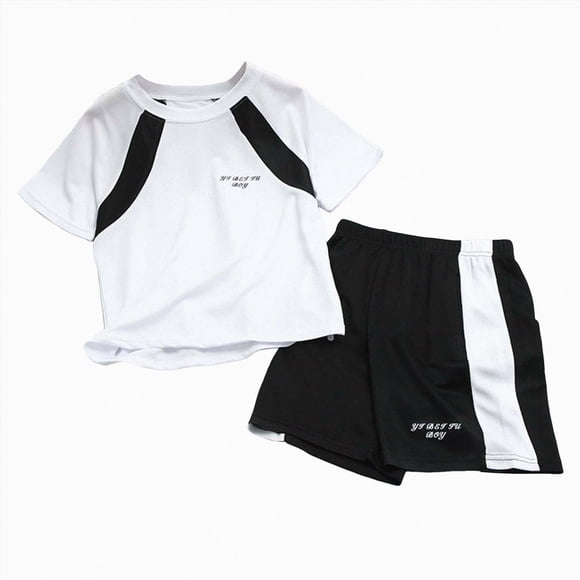 Gubotare Soccer Outfits for Boys 2 Piece Outfits for Girls Tracksuit and Jogger Set Athletic Clothes Sets 5T 6T (White,5-6 Years)