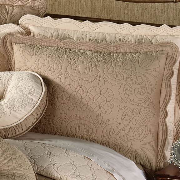 Traditional Everafter Cotton Sateen Reversible Almond Sham Quilted King