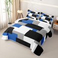 thumbnail image 3 of Castle Fairy Retro Offset Square Block Bed Spread Queen 3pcs,Minimalist Mosaic Queen Coverlet Set,Royal Gray Black,1 Quilt and 2 Pillowcases, 3 of 7