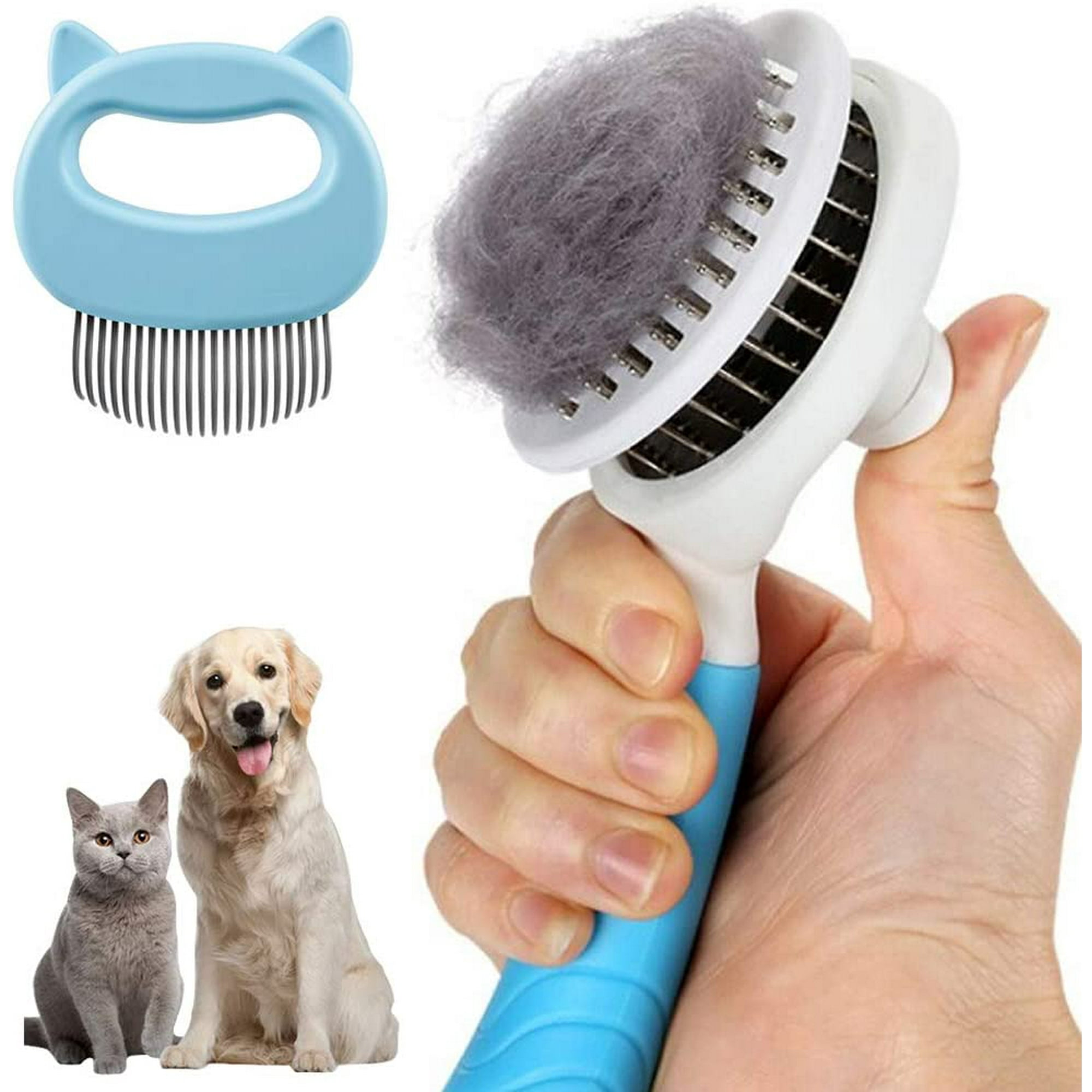 Maorrew Dog Grooming Comb Brush Dogs Cats Self Cleaning Slicker Brushes Gently Removes Loose Undercoat Mats Tangled Hair Slicker Brush with Pet Hair