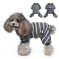 thumbnail image 1 of CHBORLESS Stripes Dog Pajamas Puppy Rompers Pet Dog Jumpsuit Clothes Doggie Onesies Puppy Bodysuits for Small Medium Dogs (Large, Gray), 1 of 7