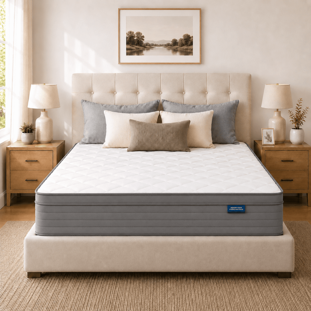 Arienivo Queen Size Mattress 12" Hybrid Mattress in a Box, Cooling Gel Memory Foam and Pocket Coils, Medium Support, Pressure Relief & Motion Isolation for Adult