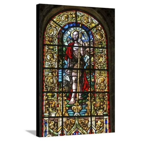 Stained Glass Window, Jeronimos Monastery, Lisbon, Portugal Stretched Canvas Print Wall Art By Jim Engelbrecht