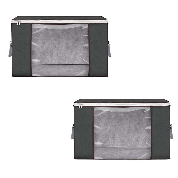 2pcs Quilt Storage Bag Clothes Storage Organizer with Clear Window Clothes Storage Holder