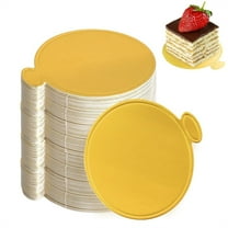 50 Pcs Golden Cake Boards 3.5 inch Mini Paper Tray Dessert Display Tray Mousse Cupcake Decorating Plates Bread Stand for DIY Baking Birthday Wedding Party Supplies By Yahome