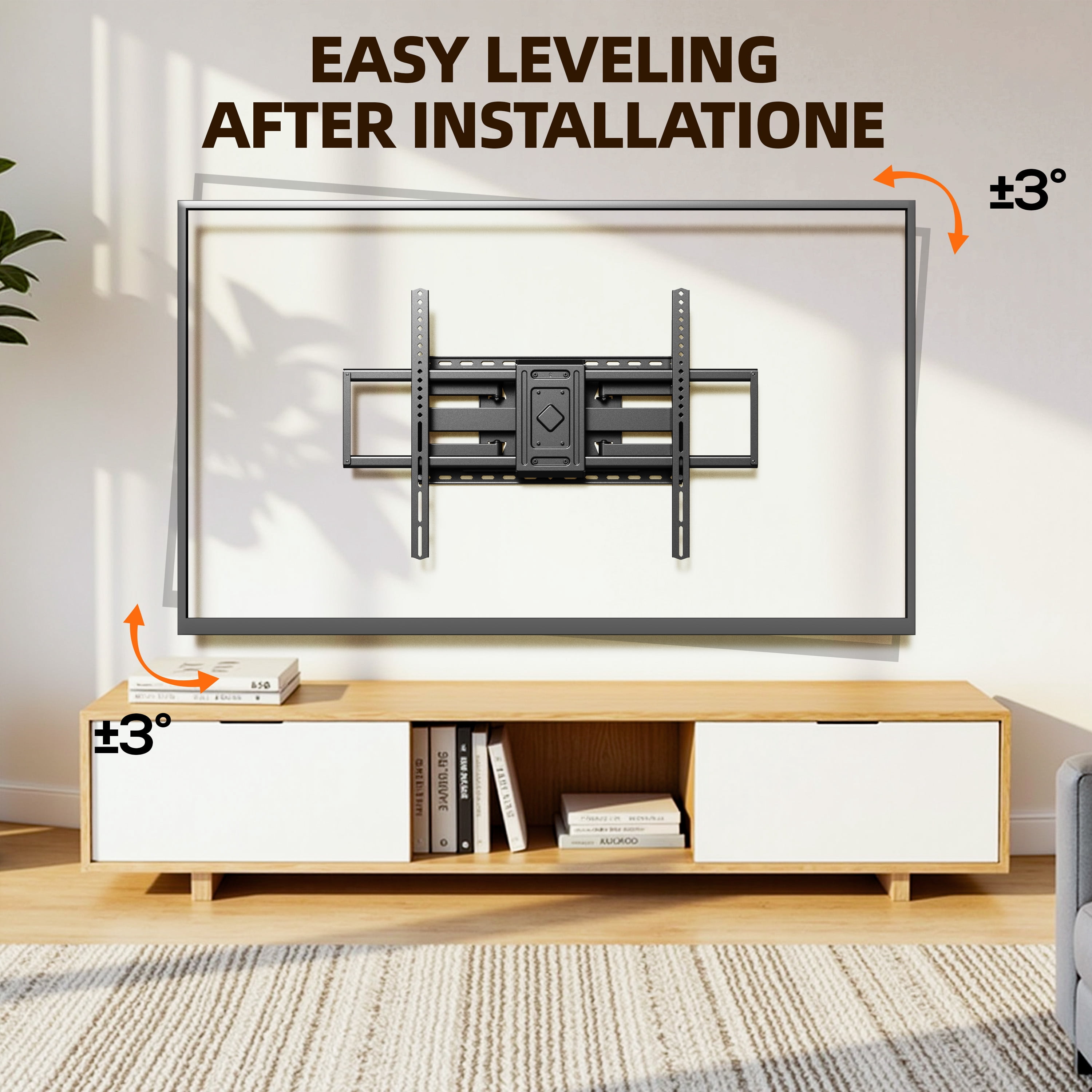 USX MOUNT Dual Arm Full Motion TV Wall Mount Bracket for 42-120 inch TVs, Holds up to 220 lbs, Tilt/Swivel Function, Max VESA 900x600, Fits 12/16/24 inch Studs