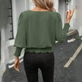 thumbnail image 6 of Vibrex Women Cinched Waist Tops Puff Sleeve Top Casual Elastic Cinched Waist Top Dressy Blouse 3/4 Length Sleeve Tunic Tops Loose Blouse, 6 of 7