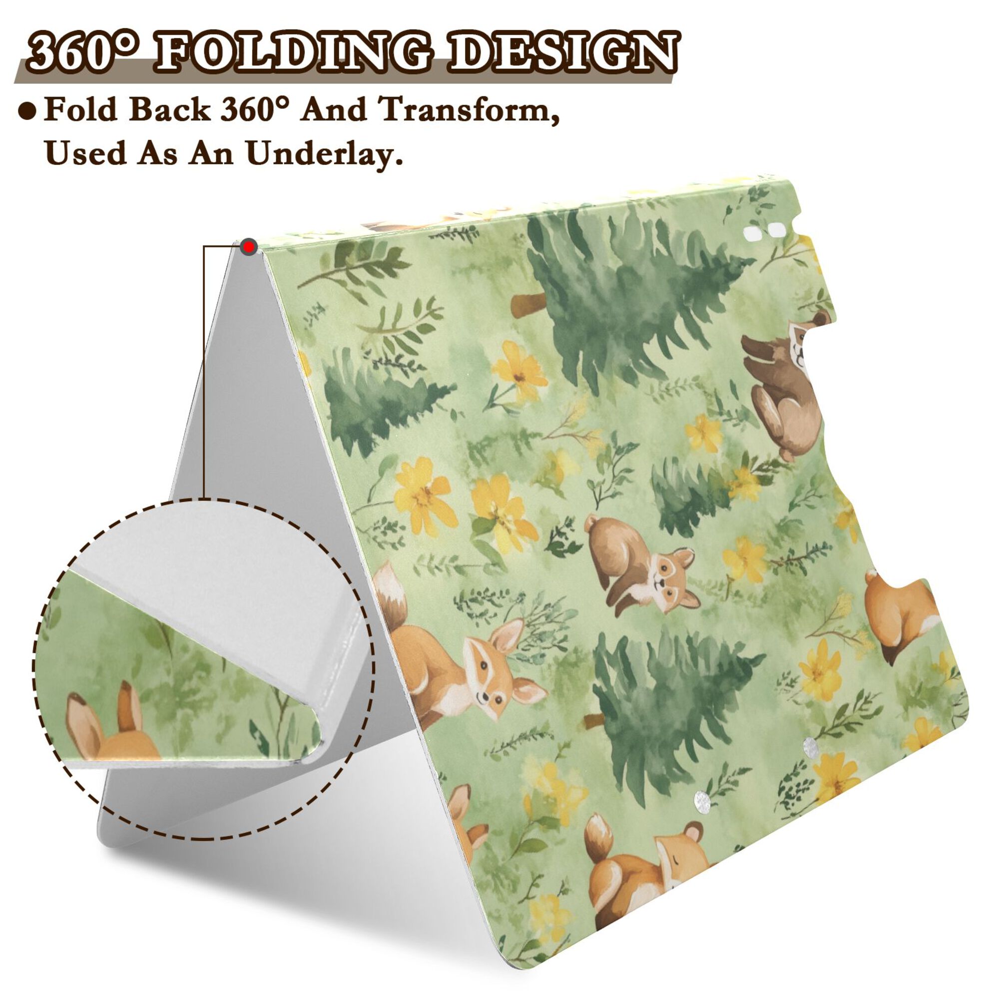 FORMRS A4 Clipboard Folder with Pen Holder Horizontal Foldable School Office Binder, Cartoon Forest Animals
