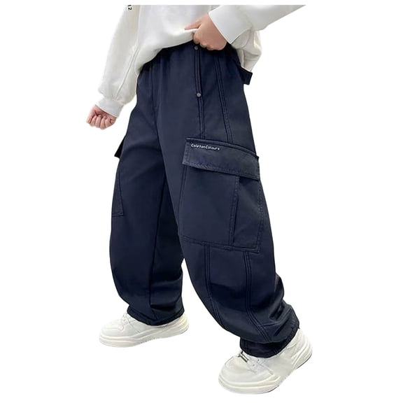 Splozh School Pants for Boys Childrens Breathable Sports Pants Boys Loose Work Pants Casual Versatile Pants Navy,4-5 Years