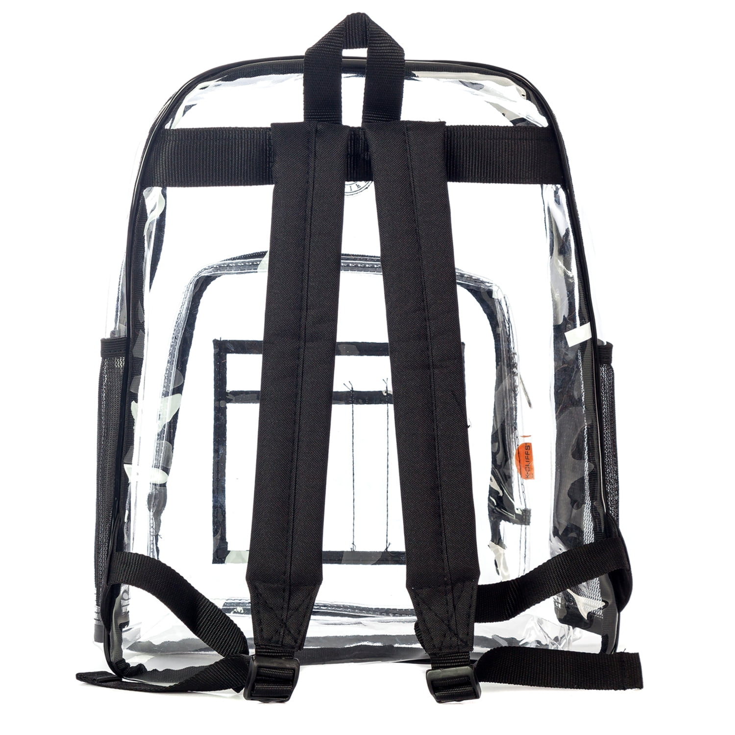 K-Cliffs Unisex Heavy Duty Clear 17" School Backpack, Teen-Adult, Black Trim