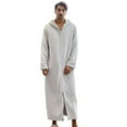 thumbnail image 3 of Couples Pajamas Matching Sets for Men and Women Soft Warm Robe Cozy Flannel Long Hooded Zipper Bathrobe Plush Winter Housecoat Nightgown Grey XL, 3 of 9