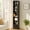 Black, variant on IRONCK 74.8" Tall Narrow Bookcase, 6 Tiers Open Adjustable Shelf and 1 Storage Cabinet for Home Office, White