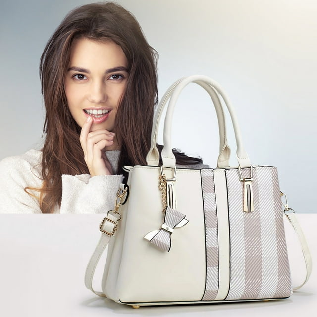 Grand Sac Fourre-Tout en Cuir pour Femmes avec Design Patchwork, Compartiments à Plusieurs Couches et Bandoulière Réglable