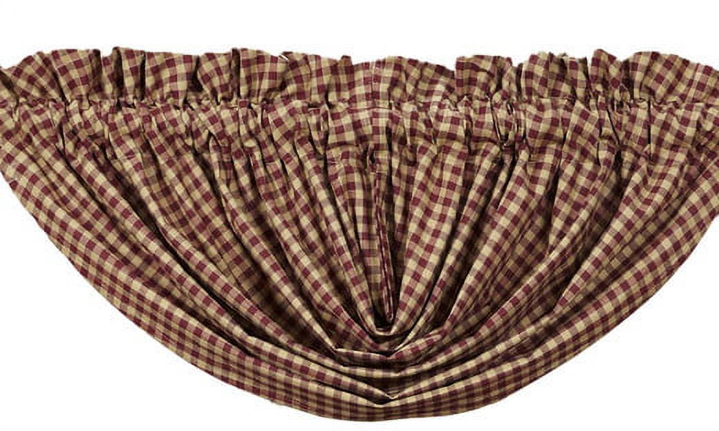 VHC Brands Primitive 16x72 Red Plaid Valance - Rod Pocket Kitchen Curtain