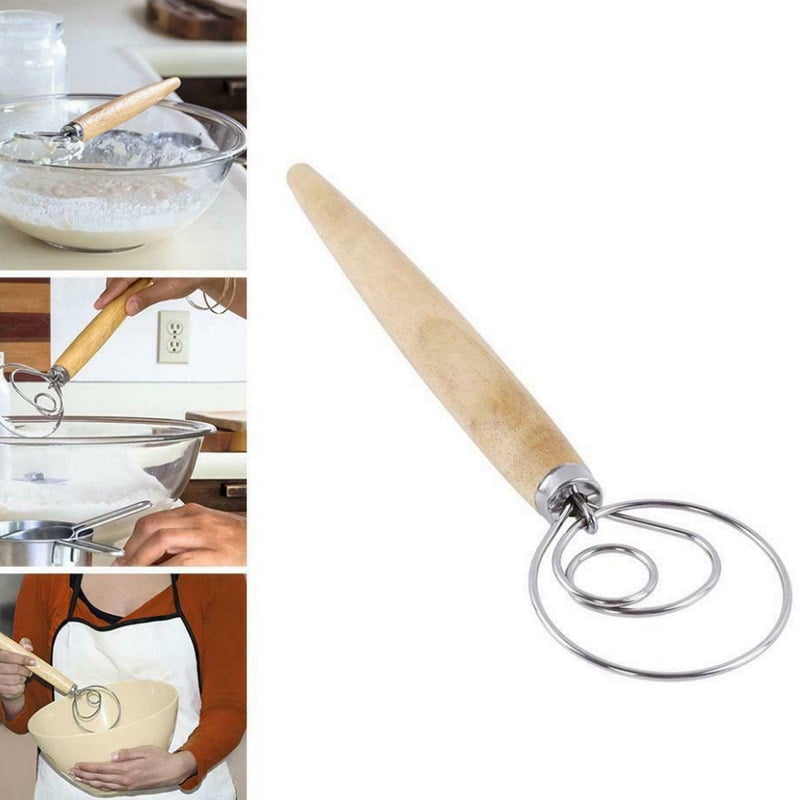 LyhomeO Danish Dough Whisk 12 Inch Stainless Steel Bread Dough And Durable Stainless Steel Baking Tools For Pizza