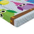 thumbnail image 2 of Ambesonne Birthday Party Fitted Sheet, Cartoon Owl at Party, Full Size, Pale Blue, 2 of 3