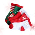 thumbnail image 3 of 5 pares de calcetines navideños de algodón con estampado de dibujos animados para niños de 7 a 13 años (5 colores surtidos), 3 of 8