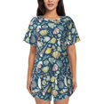 thumbnail image 1 of Balery Underwater Creature Conjunto de Pijama para Mujer con Estampado, Dos Piezas de Manga Corta y Shorts, Ropa de Dormir Suave con Cuello Redondo y Bolsillos-Medium, 1 of 6