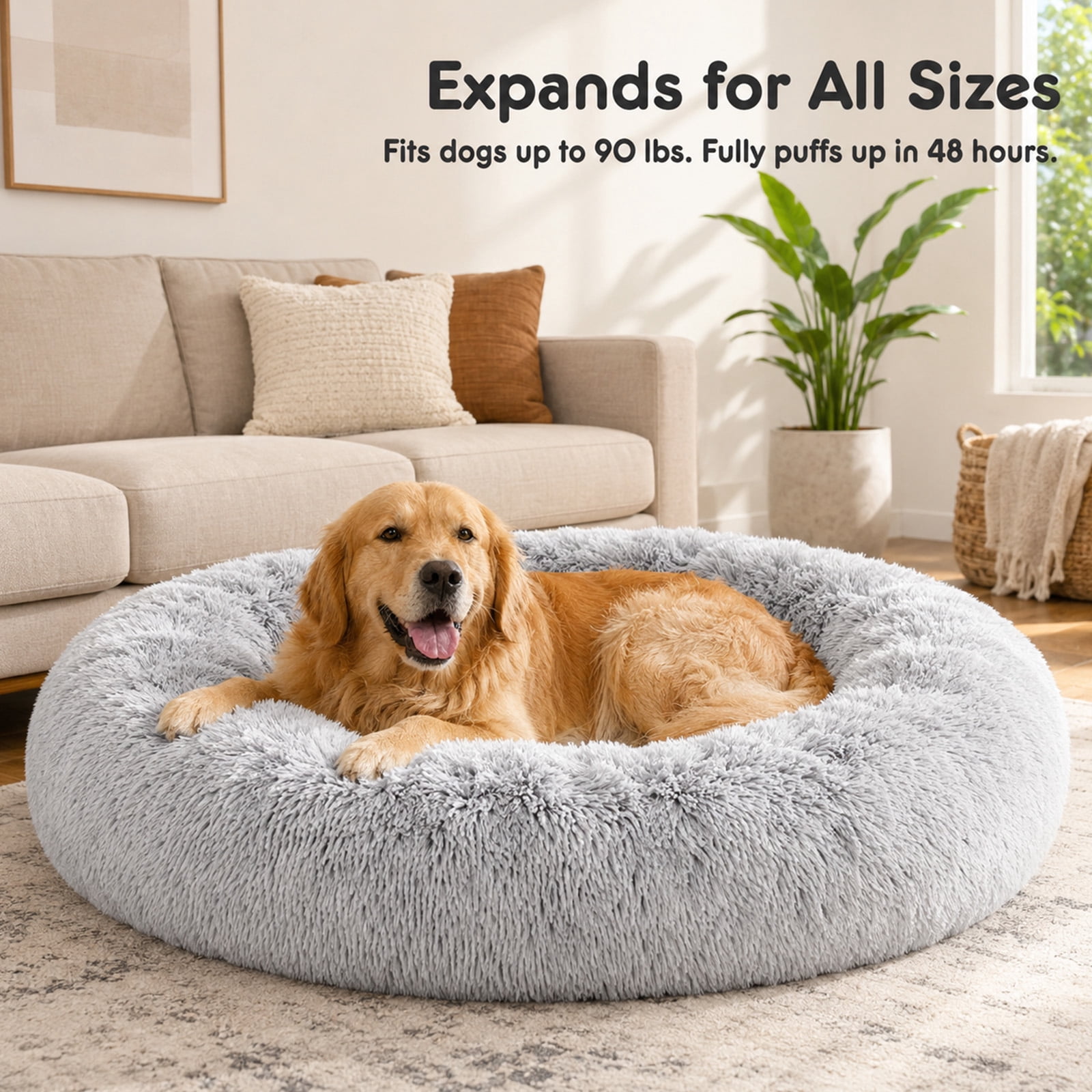 Alvantor 30''/36'' Dog Bed Comfortable Donut Cuddler Round Pet Beds Ultra Soft Washable Dog and Cat Cushion Bed, Fits up to 45 lbs/90 lbs Pets